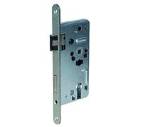 Alpertec einsteckschloß objektschloß dIN gauche-alberts bloque-porte pour chambre en acier inoxydable mat, cadenas, serrures têtière arrondie 20 mm, rond, carré 8 mm-entraxe : 78 mm, 36053260