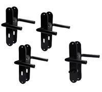 Alpertec Kit de rénovation de porte - Plaque longue - En acier inoxydable noir - Pour 3 portes de chambre avec trou de serrure à clé et 1 porte de WC de salle de bain - Poignée de porte