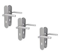 Alpertec Kit de rénovation II - Ferrure de porte - Plaque longue - En acier inoxydable poli/satiné brillant - Pour 3 portes de chambre avec trou de serrure - Poignée de porte