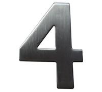 Alpertec Numéro de maison n° 4 en acier inoxydable satiné Hauteur 160 mm avec vis et chevilles