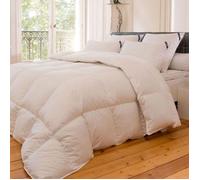 ALPES BLANC - Couette 90% Duvet 300GR/m² 220x240 cm - Enveloppe 100% Coton - Fabrication française - Chaude Légère Respirante