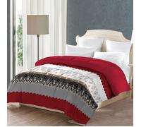 ALPES BLANC - Couette Microfibre 600g douceur rouge et blanche 220x240cm