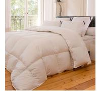 ALPES BLANC - Couette Naturelle 90% Duvet 300 gr - Enveloppe Coton - 240x260cm - Fabrication française - Chaude Légère Réspirante