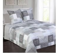 ALPES BLANC - Couvre lit Courchevel Gris 230x250 + 2 taies 65x65