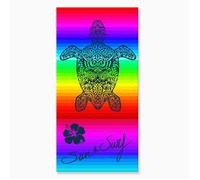 ALPES BLANC - Drap de plage Tortue Multicolore 90x170 cm - Serviette de plage 100 % coton égyptien, douce et absorbante style tribal