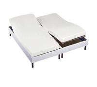 ALPES BLANC - Drap Housse Blanc 2x70x190 cm - Spécial Lit articulé - Coton Doux et Résistant - Maintien Parfait pour Lits Jumeaux