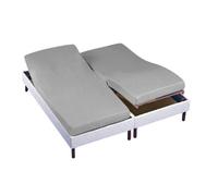 ALPES BLANC - Drap housse gris souris 2x90x200 cm forme chausson - Spécial lit articulé, coton, fabrication française, bonnet 30 cm