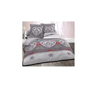Alpes Blanc - Housse de Couette + 2 taies Coton Chalet Winter Gris 200x200