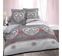 Alpes Blanc Housse de Couette 220x240 Chalet Winter Gris