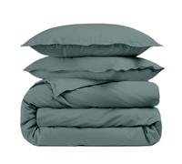 ALPES BLANC - Housse de couette Anthracite 280x240 percale de coton 80 fils + Taies 65x65 - Fabriquée en Europe - Doux et résistant