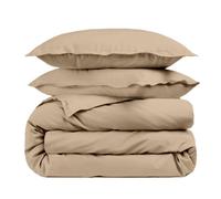 ALPES BLANC - Housse de couette Mastic 260x240 percale de coton 80 fils + Taies 65x65 - Fabriquée en Europe - Doux et résistant