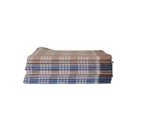 Alpes Blanc Lot de 12 mouchoirs quadrillés LUC - 100% Coton 50x50 cm - Doux, absorbants, réutilisables et colorés Bleu, Gris, Orange