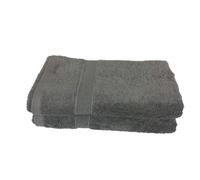 ALPES BLANC - Lot de 2 Serviettes de Bain - 50x100 - Eponge 600 g/m² 100 % coton - Anthracite
