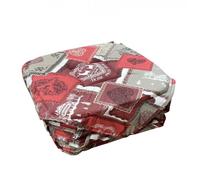 ALPES BLANC - Lot de 6 galettes de chaise 38x38 cm - Motif Chalet Rouge style Montagne - Assise confortable - Fixation avec lanières