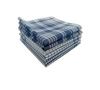 Alpes Blanc Lot de 6 mouchoirs quadrillés 40x40 cm - 100% Coton, Carreaux Mixtes bleux et Blancs, Doux et absorbants et réutilisables