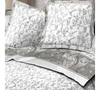Alpes Blanc Parure de draps Flanelle Fleuris 4 pièces Gris Pétale