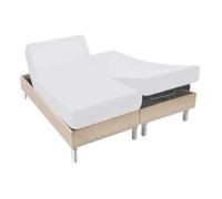 Alpes Blanc - Protège Matelas 2x80x200 cm - Spécial Lit articulé Tête et Pieds Relevables - Molleton Coton 200g/m² - Grand Bonnet