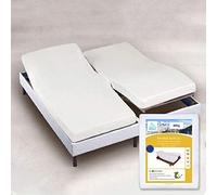 Alpes Blanc - Protège Matelas 2x90x200 spécial lit tête et Pieds relevable - Coton 400 g/m² - Alèse pour lit électrique articulé - Forme Drap Housse - Bonnet 30 cm - Fabrication Européenne