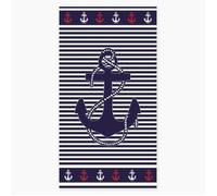 ALPES BLANC - Serviette de plage Marin coton égyptien 450g/m² 90x170 cm - Drap de plage à rayures motif ancre, douceur et absorption