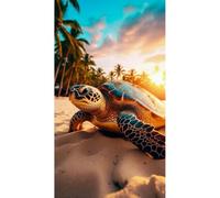 Alpes Blanc Serviette de Plage Tortue Sunset - Légère et absorbante - 100% Coton - 100x180 cm
