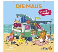 Alpha Edition Calendrier mural 2026 de la souris - 30 x 30 cm (30 x 60 cm ouvert) avec illustrations et espace pour prendre des notes, calendrier de brochures avec affiche, calendrier photo idéal pour
