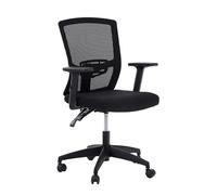 ALPHA HOME Chaise de bureau ergonomique à dossier moyen en maille avec support lombaire et accoudoirs réglables et coussin de siège Noir