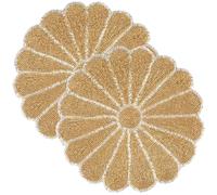 Alpha Living Home Lot de 2 Sets de Table Ronds fabriqués à la Main - Décoration de Table d'intérieur/extérieur - Doré/argenté - Perles de Verre durables et Dos en Polyester - 33 cm