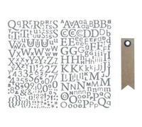Alphabet autocollant paillettes argenté + 20 étiquettes kraft Fanion Argenté G
