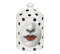 AlphaDesignLuxe Bougeoir décoratif fabriqué à la Main pour aromathérapie, Design Italien, Vase à la Mode, Art Moderne, Visage féminin, Yeux, lèvres, Centre de Table (Pois Noirs)