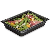 ALPHAFORM - Sachet de 30 Raviers + Couvercles RPET Antibuée, Gamme Freshipack, Fond Noir Et Couvercle Transparent, PET/RPET, Contenance 1200 ML, 231 X 177 X 61Mm, Recyclable