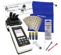 AlphFa PoolLAB 2.0 Special Edition comprend 140 comprimés de test, testeur d'eau pour piscines (photomètre), Bluetooth WLAN, compteur de chlore et pH phénol rouge alcalinité M acide cyanurique