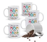 Alphynix 1 pièce, Mug à café pour maman, Mug J'ai deux titres maman et mamie, Tasse J'assure dans les deux rôles, Tasse à thé décorée de fleurs cadeau pour femmes pour la fête des Mères, Super idée ca
