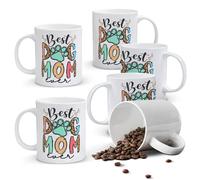 Alphynix Tasse blanche 1 pièce 11 oz avec citation « Meilleure maman de chien de tous les temps » et motif os/empreintes de pattes, cadeau touchant de Noël ou d’Action de grâce pour amoureux des chien