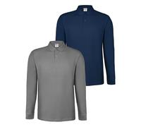 ALPIDEX Lot de 2 Polos Homme Polo Shirt 100% Coton Manches Longues Shirt Classique Casual Uni S M L XL XXL 3XL 4XL 5XL, Taille:S, Couleur:Water