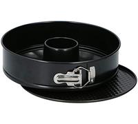 alpina 871125216693 Lot de 3 moules à charnière ronds avec fond tubulaire et fond plat avec revêtement anti-adhésif et anneau à gâteau réglable Noir 26 cm