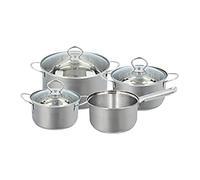alpina 8711252173900 Lot de 7 casseroles en acier inoxydable avec couvercle Passe au lave-vaisselle Toutes les sources de chaleur, Gris Argenté