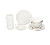 Alpina Service de table 16 pièces (4 personnes) — Assiettes, bols, tasse à café — Faïence Blanc