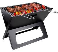 alpina Barbecue de table au charbon de bois Barbecue de camping - Barbecue pliable et portable - Barbecue avec bac à feu séparé et grille de cuisson - 46 x 36,5 x 28 cm