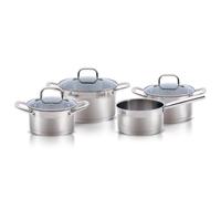 Set de casseroles à induction Alpina 4 pièces - Casseroles en acier inoxydable avec couvercle en verre - Set de casseroles pour tous les feux - Set de casseroles - Set d'ustensiles de cuisine en acier