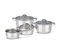 Set de casseroles à induction Alpina 4 pièces - Casseroles en acier inoxydable avec couvercle en verre - Set de casseroles pour tous les feux - Set de casseroles - Set d'ustensiles de cuisine en acier