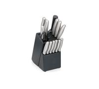 alpina Bloc de Couteaux 15 pièces - Ensemble Utensiles de Cuisine avec Couteau Japonais, à Pain et Ciseaux - Acier Inoxydable et Design Moderne