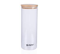 alpina Bocal en Verre avec Couvercle - Pot en Verre 1.5L - Verre borosilicaté/Pot de Rangement en Bambou - Bocal à Bonbons - Convient pour le Riz, les Spaghettis, les Cornflakes