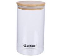 alpina Bocal en Verre avec Couvercle - Pot en Verre 900ML - Verre borosilicaté/Pot de Rangement en Bambou - Bocal à Bonbons - Convient pour le Riz, les Spaghettis, les Cornflakes