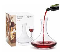 alpina Carafe a Decanter Vin 1.8L - Aérateur de Vin Rouge en Verre - Decanteur avec Base Large - Ø20 x 24 cm - Transparent