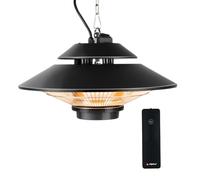 alpina Chauffage Extérieur Terrasse 1500W - Chauffage Électrique Suspendu Rond Infrarouge avec Télécommande - Radiateur de Terrasse Intérieur/Extérieur, Noir