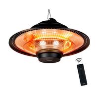 Alpina Chauffage Extérieur Terrasse 1500w ¿ Chauffage Électrique Suspendu Rond Infrarouge Avec Télécommande ¿ Radiateur De Terrasse Intérieur/Extérieur - Ip44 Étanche - Noir Noir