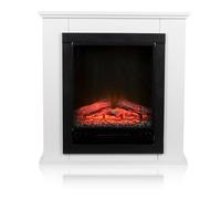 Alpina Cheminée Électrique Geneva avec Manteau - Cheminée Décorative 1800W avec Chauffage d’Appoint et Effet Flamme LED - Poêle Électrique Protection Surchauffe - Blanc
