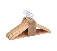 Alpina Cintres Bois Lot 10 Pièces - Cintre pour Épaules Larges - Cintres Antidérapant - Cintre en Bois - Hangers Clothes avec Barre Pantalon - Crochet Pivotant
