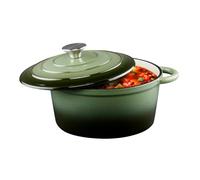 alpina Cocotte Fonte Émaillée 3,8 L Ø 24 cm - Faitout Induction avec Couvercle - Cocotte Lave-Vaisselle - Toutes Sources de Chaleur - Vert