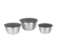 alpina Cul de Poule Inox 3 Pièces - Bol Inox avec Couvercle - Bol à Mélanger pour Cuisine - Saladiers pour Salades - Cul de Poule avec Couvercle, Gris